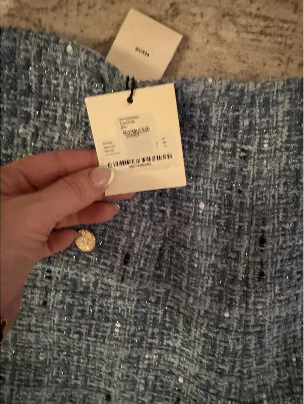 NWT Sandro Orna Blue Tweed Shorts gold hardware US 10 matching blazer avail - Picture 4 of 8
